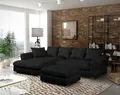 Produktbild: Ecksofa TIZIAN inkl. Polsterhocker in Stoff Salvador Schwarz Ottomane Links