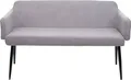 Produktbild: Sitzbank HWC-L13, Esszimmerbank Bank Polsterbank Garderobenbank Rückenlehne Armlehne Stoff/Textil 133cm grau