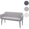 Produktbild: Sitzbank HWC-L13, Esszimmerbank Bank Polsterbank Garderobenbank Rückenlehne Armlehne Stoff/Textil 133cm ~ grau