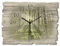 Produktbild: ARTLAND Wanddeko Wanduhr ohne Tickgeräusche aus Holz Funkuhr 40x30 cm Rechteckig Lautlos Wald Landschaft Natur Design Originell T5SV