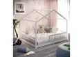 Produktbild: CADANI Kinderbett Malte Hausbett Bodenbett Rausfallschutz abnehmbar bis 200 kg belastbar (140x200 cm, Montessori Kinder- & Jugendbett aus Kiefer Massivholz), inkl. stabilem Roll-Lattenrost, langfristig nutzbar, Weiss