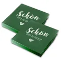 Produktbild: itenga Servietten Schön dass du da bist 30 x 30cm 3-lagig 40 Stück für Kommunion Konfirmation Hochzeit Taufe und andere Feiern (dunkelgrün)