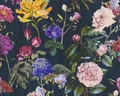 Produktbild: EUR 3,37 /qm / Vliestapete Jette 37336-4 Floral Blumen Rosa Dunkelblau Bunt