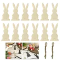 Produktbild: Oblique Unique® Holz Hasen Anhänger 12er Set zum Aufhängen Hängedeko Häschen für Osterstrauß Deko Dekoration aus Echtholz für Ostern zum Basteln und Bemalen