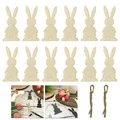 Produktbild: 12er Set Holz Hasen zum Aufhängen Häschen Anhänger Hängedeko Dekoration Ostern