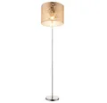 Produktbild: GLOBO LIGHTING Stehlampe, Leuchtmittel nicht inklusive, Stehleuchte mit goldenem Schirm Standleuchte Nickel matt Textilschirm