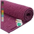 Produktbild: NYVI Badematte Badematte NYVISpa Chenille Badezimmerteppich, Höhe 20 mm, Polyester, Rutschfest, Saugfähig, Schnell Trocknend, Fußbodenheizung geeignet lila 60 cm x 90 cm x 20 mm