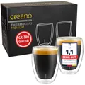 Produktbild: Creano PREMIUM doppelwandige Trinkgläser 250ml - 2er Set - OHNE versiegeltes LOCH deshalb Gastronomie Qualität - 100% Spülmaschinenfest - WELTNEUHEIT