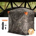 Produktbild: VEVOR Jagdzelt Jagdversteck Bodenzelt Pop-Up-Hirschversteck für 2–3 Personen zur Jagd mit Tragetasche, tragbares & belastbares Bodenversteck mit 3 horizontalen Fenstern 148 x 148 x 170 cm