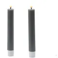 Produktbild: 283 LED Stabkerzen Mia Tafelkerzen Echtwachs flackernd H: 15cm grau 2St.