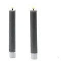 Produktbild: LED Stabkerzen Mia Deluxe Homeart Tafelkerzen Echtwachs 3D Flamme 15cm grau 2Stk