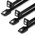 Produktbild: deleyCON 3x 30cm SATA 3 Kabel Nylon Set 6 Gbit/s Datenkabel SATA III Anschlusskabel Serial ATA Verbindungskabel für Mainboard & Festplatte HDD SSD 1 S-ATA L-Stecker 90° Gewinkelt Schwarz