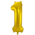Produktbild: XL Folienballon Zahl 1 in gold, 86 cm, 1 Stück, Helium Ballon (unbefüllt)