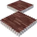 Produktbild: GORILLA SPORTS® Schutzmatten Set - 16 Matten, 60x60x1,2 cm, rutschfeste, EVA Schaumstoff, 5,76 m², Holzoptik Dunkel - Bodenschutzmatten Fitness, Bodenmatte, Puzzlematten, Unterlegmatte, Trainingsmatten