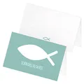 Produktbild: itenga 24 x Tischkarten Platzkarten Namensschild Fisch Kommunion Taufe Konfirmation Jungen Mädchen (türkis)
