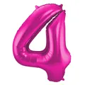 Produktbild: XL Folienballon Zahl 4 in magenta, 86 cm, 1 Stück, Helium Ballon (unbefüllt)