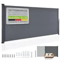 Produktbild: Juskys® Seitenmarkise Dubai 500 x 160 cm ausziehbar Blickdicht, Sichtschutz für Balkon & Terrasse, Seitenrollo Wandhalterung - anthrazit