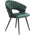 Produktbild: LC Home Esszimmerstuhl »Nancy« Flechtoptik Samt grün Armlehnstuhl Designerstuhl