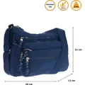 Produktbild: Große Damen Tasche Schultertasche Umhängetasche Henkeltasche Nylon Optik Bag Blau - Blau