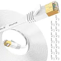 Produktbild: Folishine Ethernet Kabel 20m, Cat7 Internet Kabel High Speed mit vergoldetem RJ45 Stecker, geschirmtes LAN Kabel für Netzwerk-Switch, schneller als Cat5/Cat5e/Cat6-Weiß