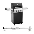 Produktbild: TAINO BLACK 2+1 + Drehspieß-Set Gasgrill mit Seitenbrenner Gasgrill 2 Brenner Matt Schwarz