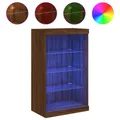 Produktbild: Sideboard Mit LED Leuchten Braun Eichen-Optik 60,5x37x100 Cm Glas Vitrine