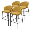 Produktbild: ML-DESIGN Barhocker Gepolsterter Barstuhl mit Metallgestell Rückenlehne und Fußstütze (4 St), Bistrohocker 4er Set Senf Stoffbezug Tresenhocker Küchenhocker