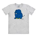 Produktbild: Logoshirt® TV I Die Sendung mit der Maus I Elefant I T-Shirt Print I Damen & Herren I kurzärmlig I grau-meliert I Lizenziertes Originaldesign I Größe L