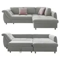 Produktbild: Ecksofa Schlafcouch L-Garnitur ausziehbar Ottomane rechts Mikrofaser in Grau / 17003 - Grau