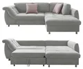 Produktbild: Ecksofa Schlafcouch L-Garnitur ausziehbar Ottomane rechts Mikrofaser in Grau / 17003