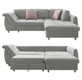 Produktbild: Ecksofa Schlafcouch L-Garnitur ausziehbar Ottomane rechts Mikrofaser in Grau