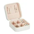 Produktbild: Relaxdays Schmuckkästchen, kleine Schmuckaufbewahrung, Ringe & Ketten, Reise Schmucketui, HxBxT: 5 x 10 x 10 cm, weiß