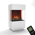 Produktbild: GLOW FIRE Wasserdampf Kamin OGF 1 Mini (Standkamin) - Elektrokamin mit realistischen LED 3D-Flammen, Knistereffekt & Fernbedienung, 55x96x40 cm - Opti-Myst 400 Elektro Kamin mit Holz-Deko, Weiß