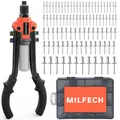 Produktbild: MILFECH Nietenzange Set mit 210 Nieten für Blindnietzange mit 6,4mm-2,4mm Blindnieten und 5 auswechselbaren Mundstücken, Popnietenzange Set für Automobil, Eisenbahn, Möbel, Instrument