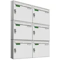 Produktbild: AL Briefkastensysteme Wandbriefkasten 6 Fach Basic Briefkasten A4 RAL Farbe 9016 Verkehrs Weiss wetterfest