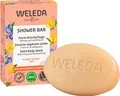 Produktbild: WELEDA Bio Festes Duschgel Ylang Ylang & Iris – feste Naturkosmetik Dusche mit Bio Sheabutter & blumigem Duft. Natürliche Shower Bar Seife für Männer & Frauen. 100% Vegan & Plastikfrei (1x 75g)