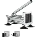 Produktbild: VEVOR Pommes Frites Schneider, Kartoffelschneider mit 1/2-Zoll und 3/8-Zoll Edelstahlklingen, manueller Kartoffelschneider mit Saugnäpfen, ideal f... - Silber