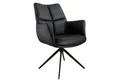 Produktbild: riess-ambiente Esszimmerstuhl PAPILLON schwarz · 360° drehbarer Stuhl mit Echtlederbezug (Einzelartikel, 1 St), Polsterstuhl mit Armlehne · Metallgestell · Modern Design