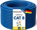 Produktbild: PremiumX 50m CAT 8 Netzwerkkabel Simplex LAN Kabel Ethernet Datenkabel