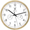 Produktbild: Holzwerk Wanduhr, Beige, Weiß, Schwarz, Holz, Glas, Metall, Holz Optik, Rund, 30x30x4.2 cm, CE, Thermo-Hygrometer, Dekoration, Uhren, Wanduhren