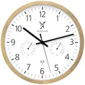 Produktbild: Holzwerk WEGBERG Funk Wanduhr Temperaturanzeige Hygrometer Feuchtigkeitsmesser Holz-Uhr Funkuhr lautloses Uhrwerk ohne Tickgeräusche Braun Buche Weiß lautlos Massivholz 30 cm (Buche)