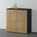 Produktbild: doporro Sideboard Kommode 76 cm in Matt Anthrazit und Eiche Greige Aufbewahrungsschrank Bodenstehend für Ihren Wohnbereich Viel Stauraum Schrank 04