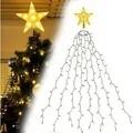 Produktbild: 2m Weihnachtsbaum Lichterkette LED mit Weihnachtsbaumspitze Stern, 8 Girlanden und 1 Sternspitze, 9 Beleuchtungsmodi und Memory-Funktion