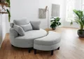 Produktbild: ATLANTIC home collection Loveseat Ravi, B: 114 cm, XXL- Sessel, mit Stauraumhocker, Rückenstütze & 4 Zierkissen