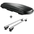 Produktbild: Dachbox VDPJUXT600 600Ltr abschließbar + Alu Relingträger VDP004XL kompatibel mit für Skoda Superb Kombi 3T 2013-2015