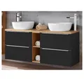 Produktbild: Lomadox Waschtisch TOSKANA-BLACK-56, anthrazit Eiche mit 2 Keramik-Aufsatzbecken 140/94/46cm