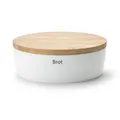 Produktbild: CONTINENTA Brottopf oval mit Holzdeckel  36 x 23 x 13,5 cm weiß