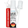 Produktbild: LICARGO Lackstift Weiß Glänzend – Präziser Pinsel für kleine Kratzer & Steinschläge – Hohe Deckkraft, schnelle Trocknung – Weißer Lackstift Auto, Autolack Weiß, Emaille Reparaturset, Made in Germany