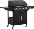 Produktbild: Outsunny Gasgrill BBQ mit 3 Brennern je 3 kw mobiler 4 Rädern Grillnetz Schwarz