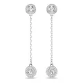 Produktbild: Swarovski Una Angelic Drop-Ohrhänger, Weiße und Rhodinierte Ohrringe mit Kristallen im Rundschliff, Beidseitig Tragbar, Größe: 5.2 x 0.8 cm